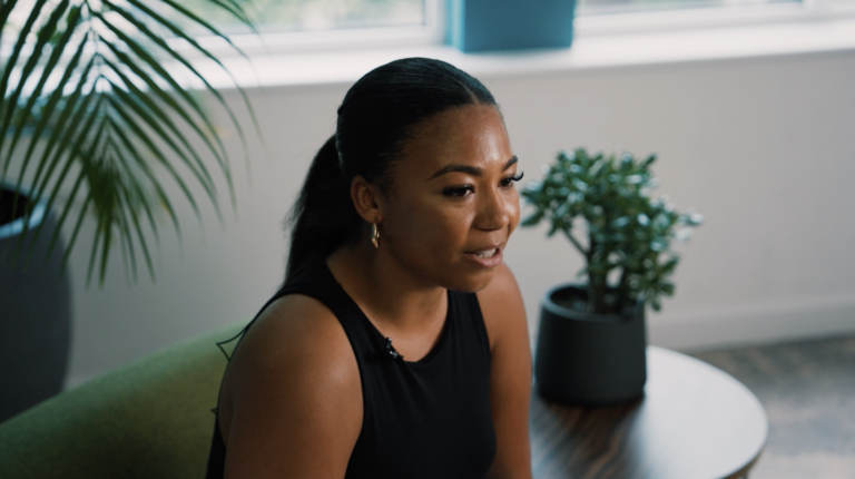 An image of a femal rise recruiter being interviewed for the recruitment video.