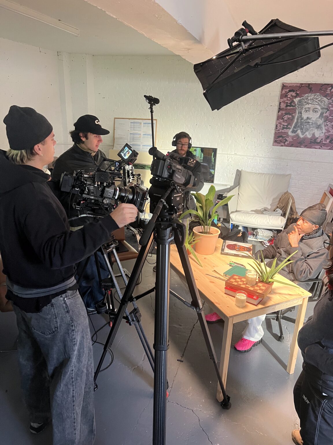Valentine Global: Nike SNKRS in London 2 Lights, camera and crew set up in the artist’s studio for the Nike SNKRS shoot