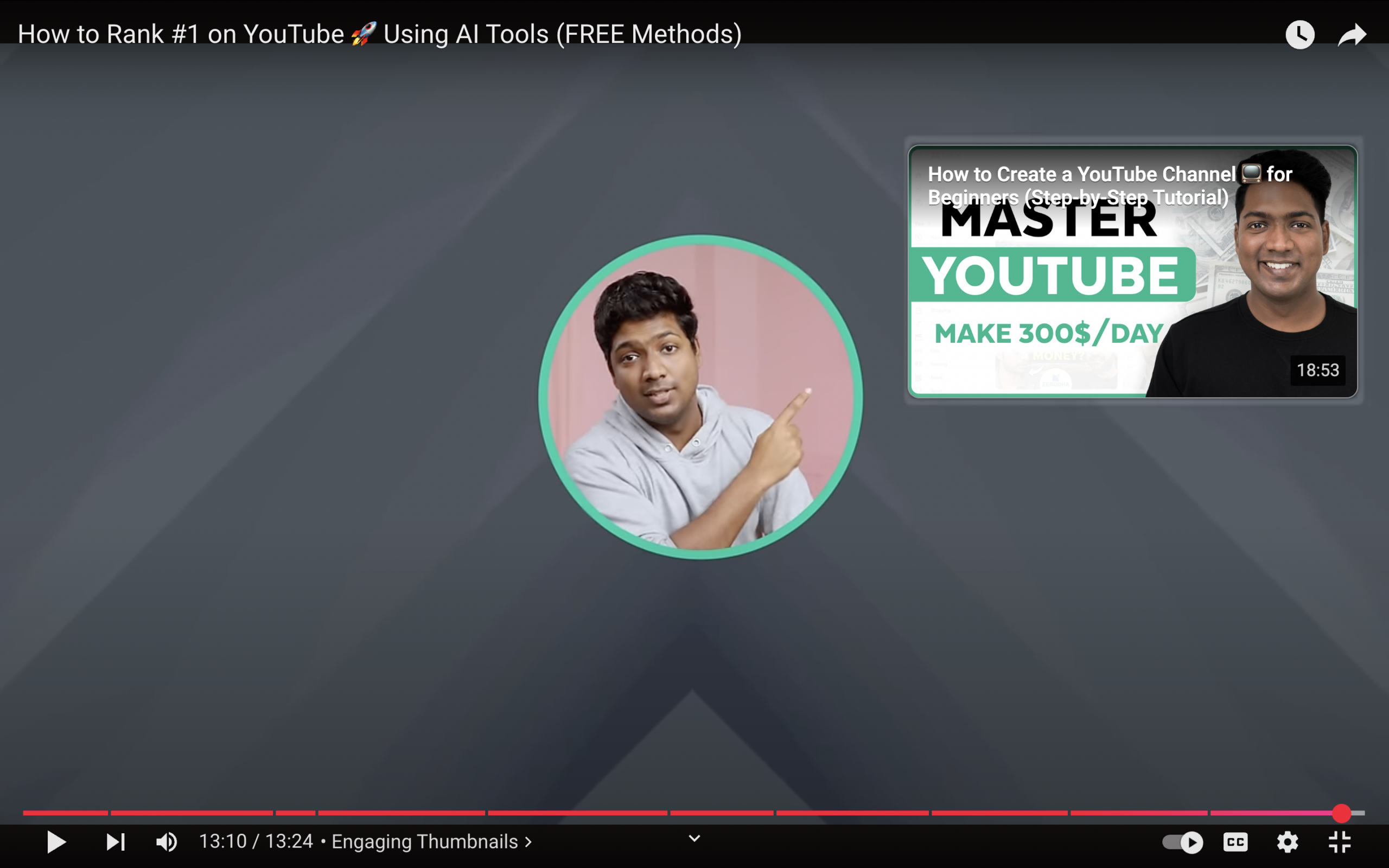 An end screen example from Website learners YouTube video "How to Rank #1 on YouTube 🚀 Using AI Tools (FREE Methods)"