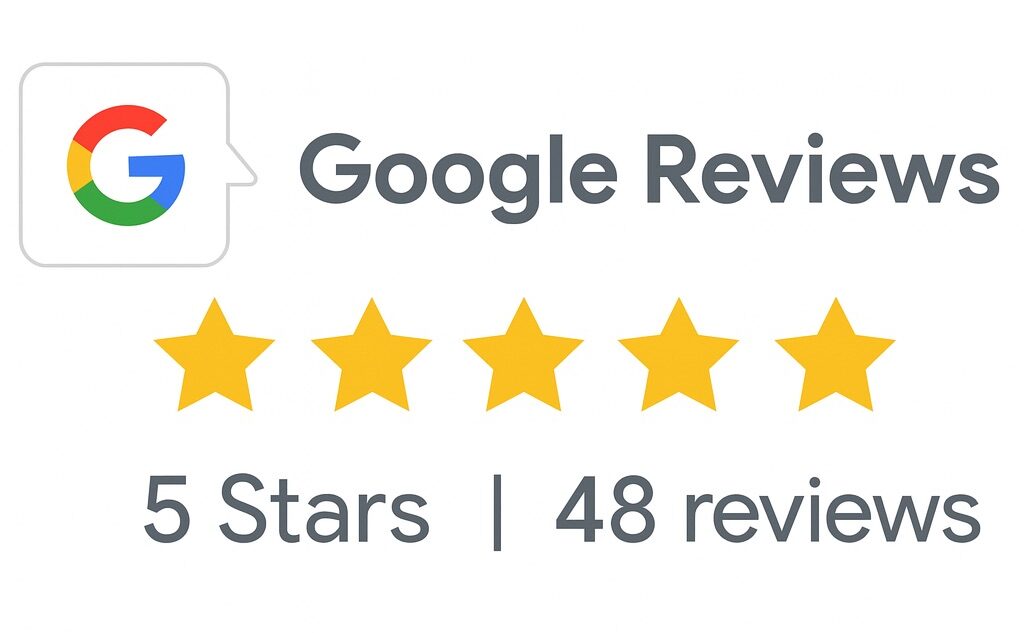Google Reviews Logo showing 48 five star reviews e1757177285454
